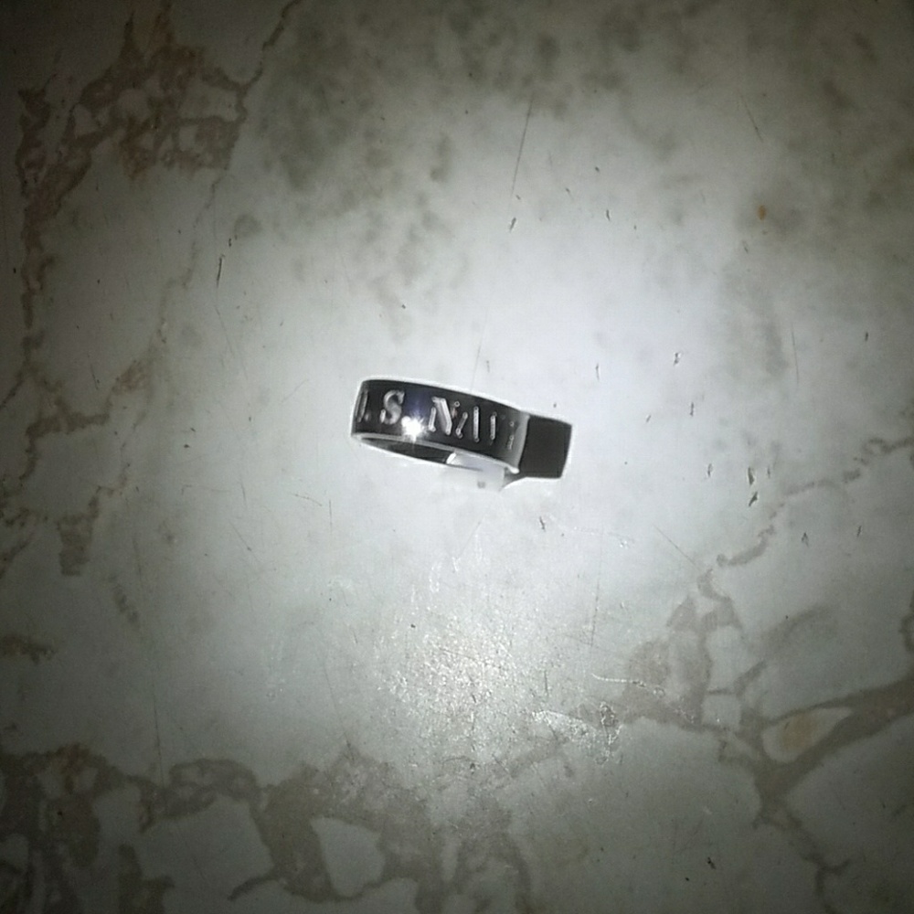 Men's inscribed US Navy ring